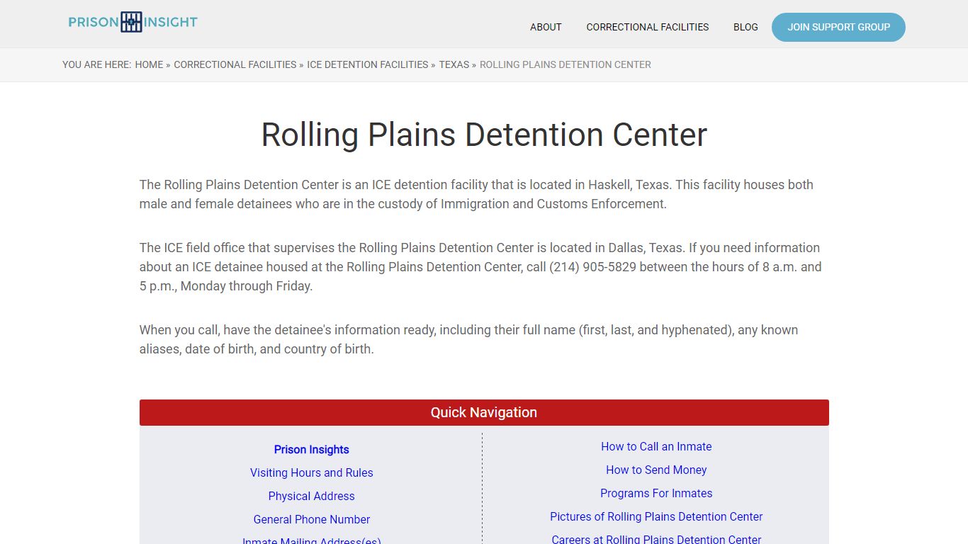 Rolling Plains Detention Center - Prison Insight