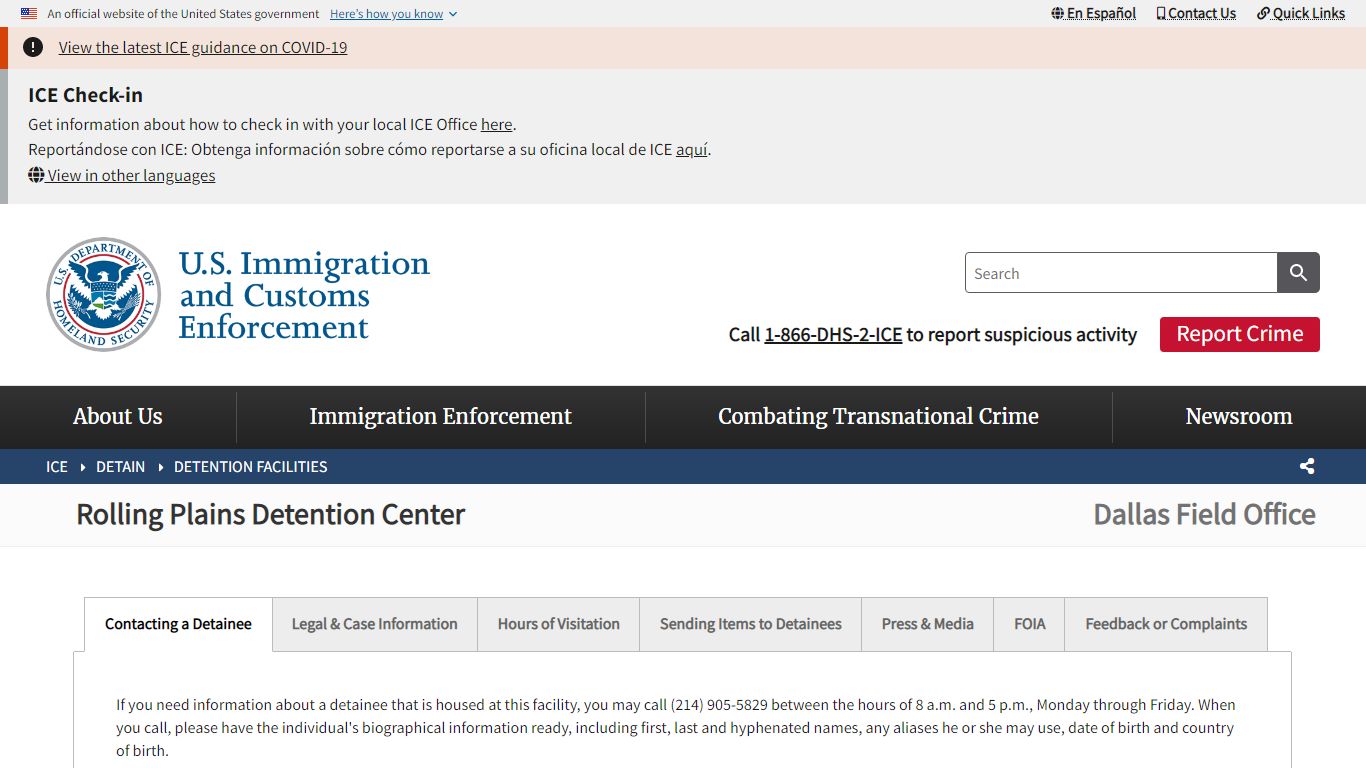 Rolling Plains Detention Center | ICE